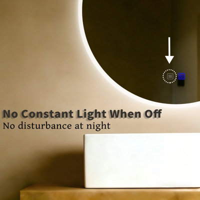 MAERTS-E 600x800mm Oval LED Bathroom Mirror with Demister, 3 Colour Dimmable Light, Touch Sensor, IP44 Wall Mounted
