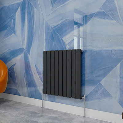 Maerts-E Anthracite Horizontal Single Pannel Radiator (H)600mm (W)612mm ...