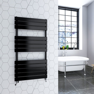 Maerts-E Heated Towel Rails Radiator, Matt Black (H)1200mm (W)600mm ...
