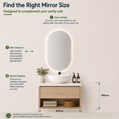 Maerts-E Illuminated LED Bathroom Oval Mirrors with Demister 600x900mm ...