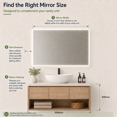 Maerts-E Illuminated LED Bathroom Wall Mirror with Dimmable 3 Lights ...