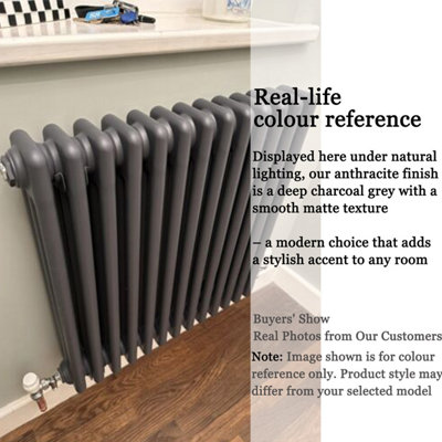 MAERTS-E Traditional 2 Column Radiator Anthracite Vertical (H)1800mm (W ...