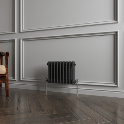 MAERTS-E Traditional 2 Column Radiator Black Horizontal (H)300mm (W ...