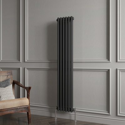 MAERTS-E Traditional 2 Column Radiator Black Vertical (H)1500mm (W ...