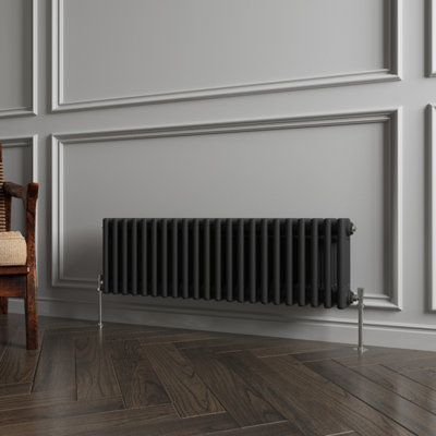 MAERTS-E Traditional 3 Column Radiator Black Horizontal (H)300mm (W ...