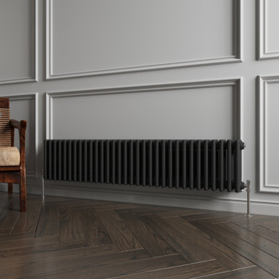 MAERTS-E Traditional 3 Column Radiator Black Horizontal (H)300mm (W ...