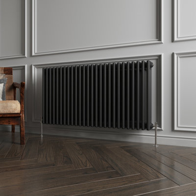 MAERTS-E Traditional 3 Column Radiator Black Horizontal (H)600mm (W ...