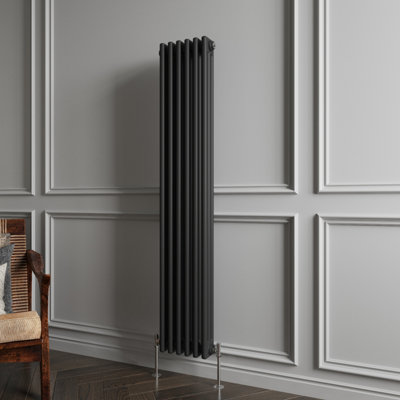 MAERTS-E Traditional 3 Column Radiator Black Vertical (H)1500mm (W ...