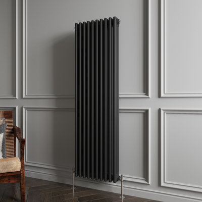 MAERTS-E Traditional 3 Column Radiator Black Vertical (H)1800mm (W ...