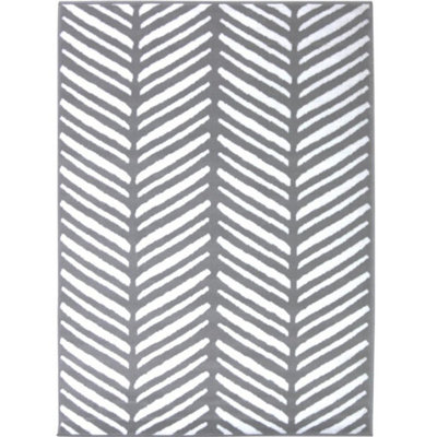 Maestro Collection Herringbone Design Rug in Grey