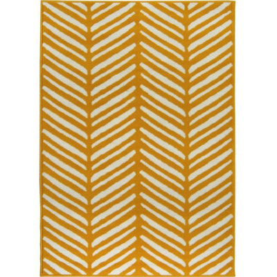 Maestro Collection Herringbone Design Rug in Ochre