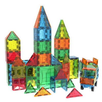 Mag-Genius 108 Piece Magnetic Building Tiles Set with Storage Container