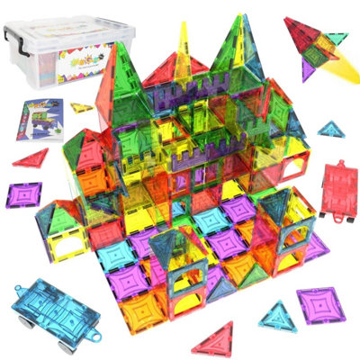 Mag-Genius 108 Piece Magnetic Building Tiles Set with Storage Container