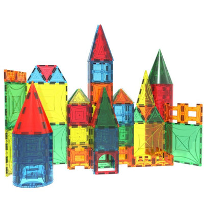 Mag-Genius 143 Piece Magnetic Tiles Set with Cylinder Pieces - Assorted ...