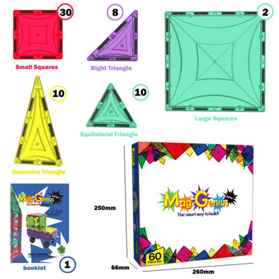 Mag-Genius 60-Piece Magnetic Building Tiles Set