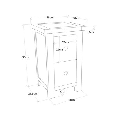 Maggiori 2 Drawer Petite Bedside Table Chrome Knob