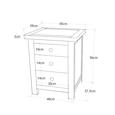 Maggiori 3 Drawer Bedside Table Chrome Knob