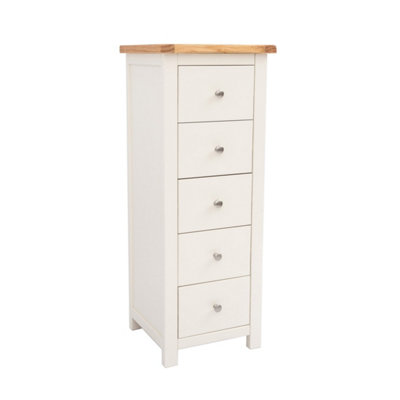 Maggiori 5 Drawer Narrow Chest of Drawers Chrome Knob