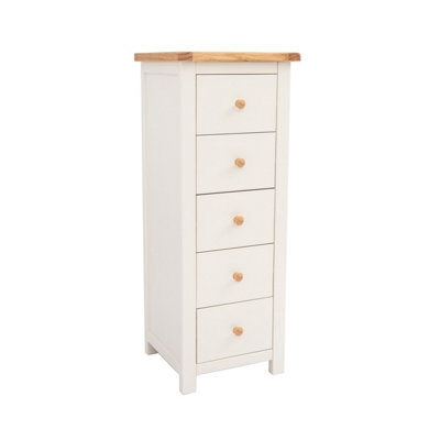 Maggiori 5 Drawer Narrow Chest of Drawers Wood Knob