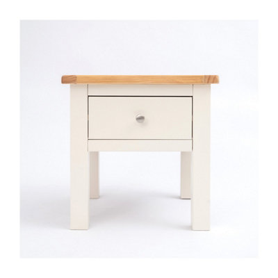 Maggiori Off White 1 Drawer Side Table Satin Chrome Knob