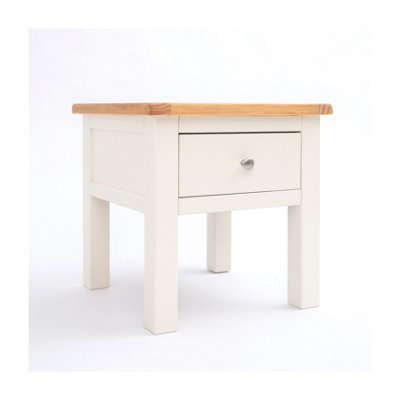 Maggiori Off White 1 Drawer Side Table Satin Chrome Knob