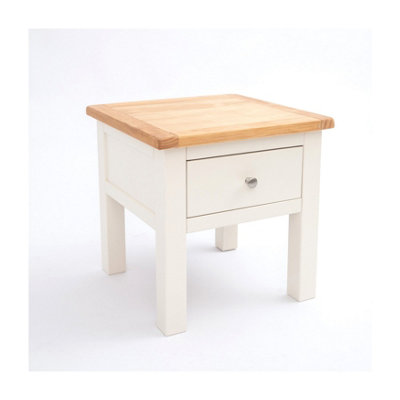 Maggiori Off White 1 Drawer Side Table Satin Chrome Knob
