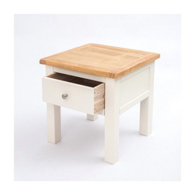 Maggiori Off White 1 Drawer Side Table Satin Chrome Knob