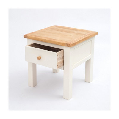 Maggiori Off White 1 Drawer Side Table Wood Knob