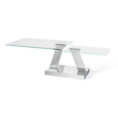 Magic Coffee Table Clear Glass Top Coffee Table for Living Room Centre Table Tea Table for Living Room Furniture Steel Base