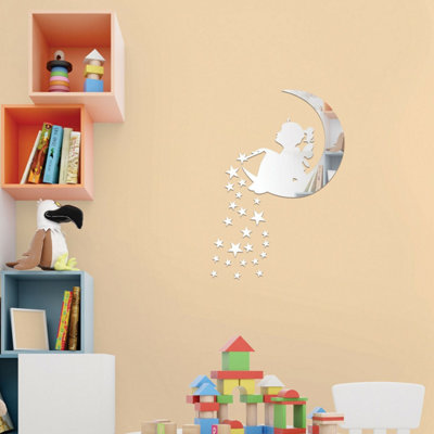 Magic Tinker Bell Moon and Stars Mirror Stickers Nursery Home