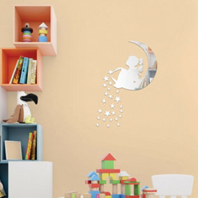 Magic Tinker Bell Moon and Stars Mirror Stickers Nursery Home Decoration Gift Ideas 26 pieces