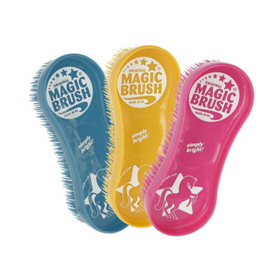 MagicBrush Horse Brush (Pack of 3) Pink/Yellow/Blue (One Size) DIY at B&Q