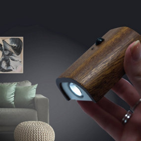 MagLight Magnetic Wall Sconce Sensor Light, Wooden Wireless USB Rechargeable Night Light - Sapele Wood
