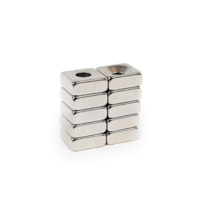 Magnet Store 10mm x 10mm x 4mm x (4mm Hole) Countersunk Neodymium Block Magnets N42 (Pull 2.21KG) - 5 Magnet(s)
