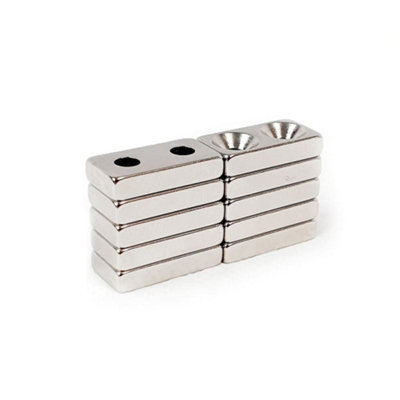Magnet Store 20mm x 10mm x 4mm (4mm Double Hole) Block Countersunk Neodymium Magnet N42 (Pull 2.81KG) - 1 Magnet(s)