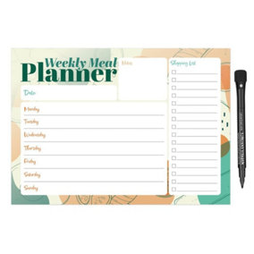 Magnetic A4 Weekly Meal Planner & Shopping List with Dry Erase Abstract Design - Get Organised & Reduce Stress