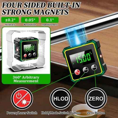 MAGNETIC ANGLE FINDER DIGITAL LEVEL INCLINOMETER LCD DISPLAY LASER ...