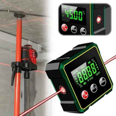 MAGNETIC ANGLE FINDER DIGITAL LEVEL INCLINOMETER LCD DISPLAY LASER ...