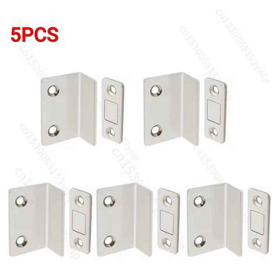 Magnetic Cabinet door catch set, 5 pieces, white finish, hidden door ...