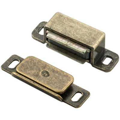 Magnetic Cupboard Door Catch 36.5mm Fixing Centres 3.5kg Pull Florentine Bronze