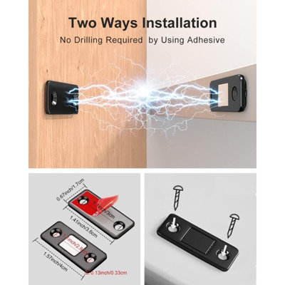 2-Pack Alloy Magnetic Door Catches – Super Strong, Invisible, No Drilling Needed, Effortless To Install, Perfect For Cabinets, Wardrobes & Sliding Doors