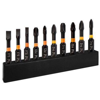 Magnetic Drill Bits 10-Pack, S2 Steel Screwdriver Set with Flat/Cross ...