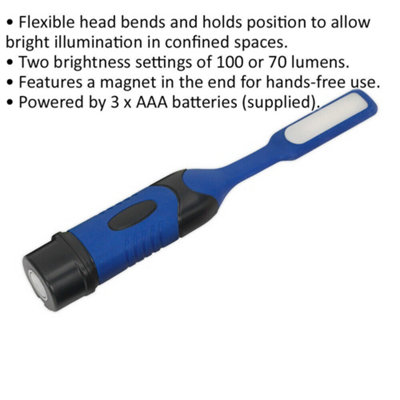 Magnetic Flexible Head Pocket Light - 6 SMD LED - 70 or 100 Lumens - Blue