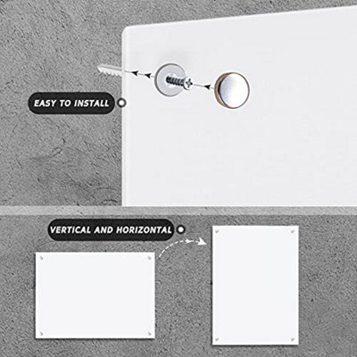 Magnetic Glass Whiteboard Notice Board 45 x 60 cm Dry Erase - White
