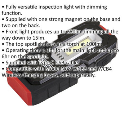Magnetic Inspection Light - 3W COB & 1W SMD LED - Wireless Recharge ...