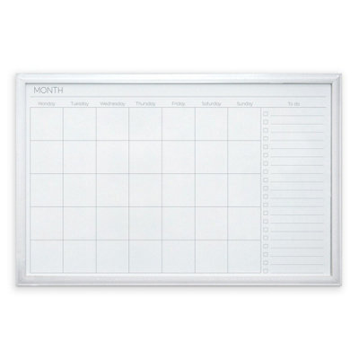 Magnetic Monthly Planner Dry Erase Board - Modern Design Wall Mounted Day & Month Planner Whiteboard - H51 x W76cm