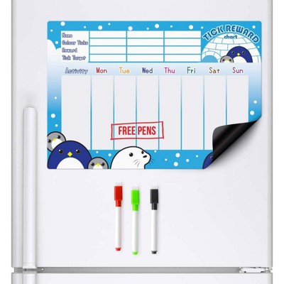 Magnetic Refrigerator Reward Charts For Children Behaviour Board A3 Penguin and Friends