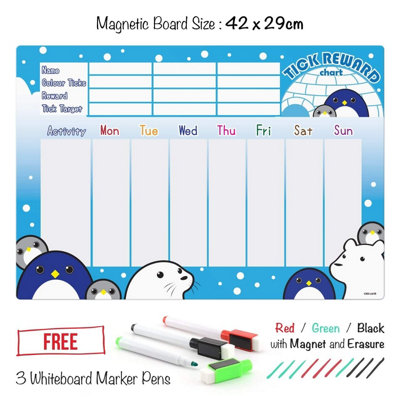 Magnetic Refrigerator Reward Charts For Children Behaviour Board A3 ...