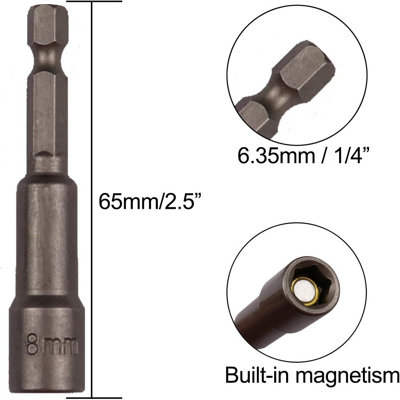Magnetic Tech Screw Driver 5 PACK 8mm Tek Bit Drill Nut Setter Roofing ...