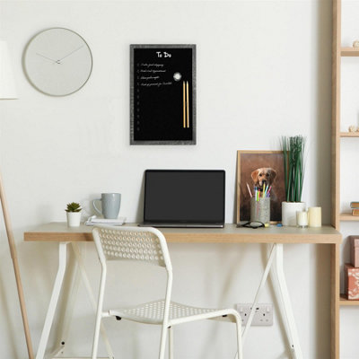 Magnetic 'To Do' Chalkboard with Charcoal MDF Frame - Sleek Modern Design To-Do List Format Chalk Board - H43 x W28 x D1.5cm